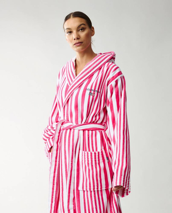 Szlafrok welurowy Lexington Monroe Pink/White