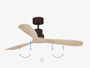 Wentylator sufitowy Faro Barcelona Lantau L Brown/pine fan DC SMART