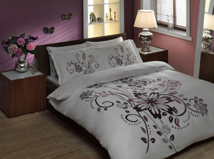 Pościel satynowa TAC Elsa VIOLET 100% bawełna