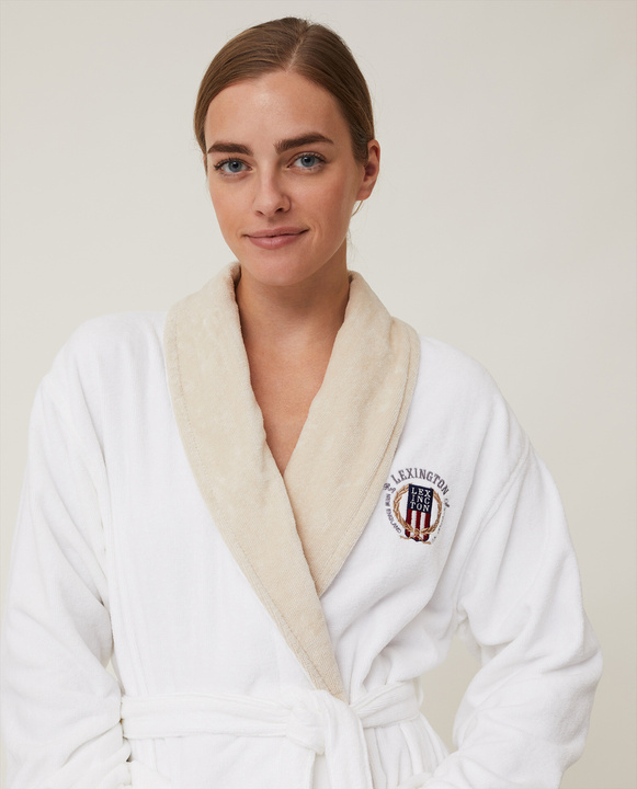 Szlafrok welurowy Lexington Hotel Contrast White/Light Beige