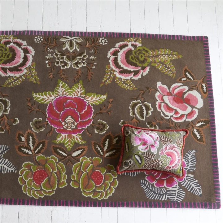 Dywan ręcznie tkany Designers Guild Rose De Damas Cranberry