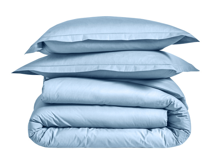 Pościel perkalowa Blanc Des Vosges Uni Błękitna