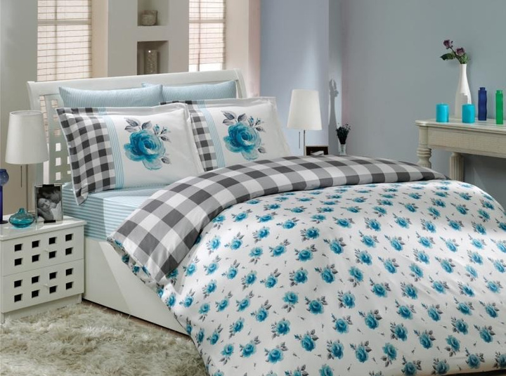 Pościel satynowa Hobby Crosse Blue 100% bawełna