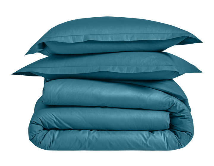 Pościel perkalowa Blanc Des Vosges Uni Turkusowa 