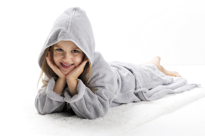 Szlafrok dziecięcy Graccioza Bee Waffle Silver