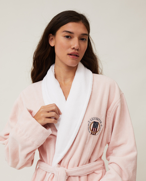 Szlafrok welurowy Lexington Hotel Contrast Pink/White