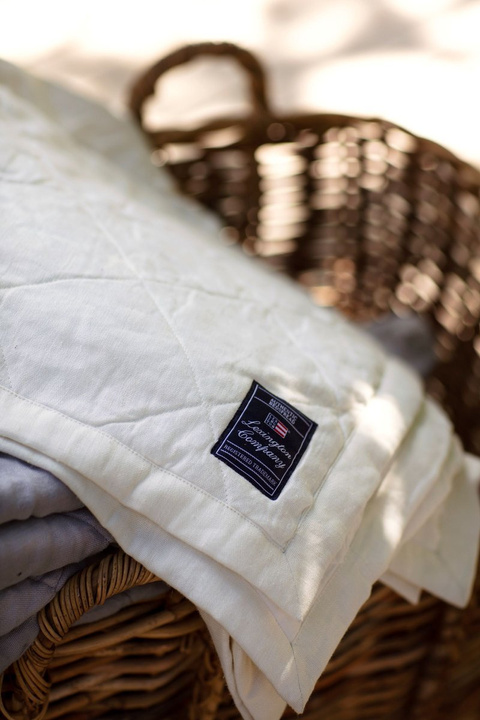 Narzuta lniana pikowana Lexington Spring Quilted Linen/Viscose Off White