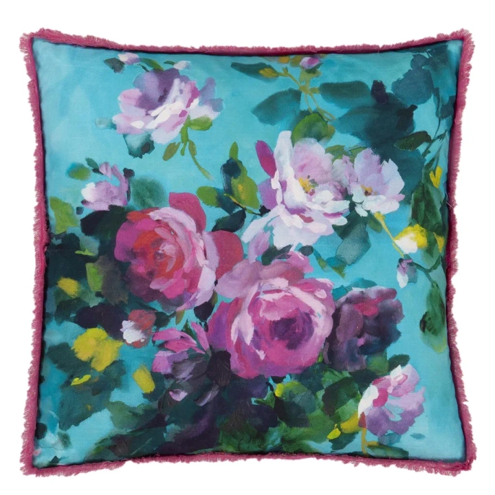 Poduszka dekoracyjna Designers Guild Bouquet De Roses Turquoise