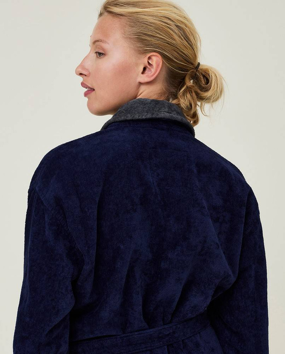 Szlafrok welurowy Lexington Hotel Contrast Dress Blue/White