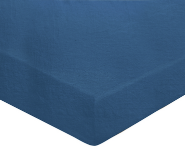 Prześcieradło lniane ze ściągaczem Blanc Des Vosges Louxor Niebieskie