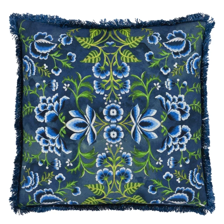 Poduszka dekoracyjna Designers Guild Rose De Damas Embroidered Indigo