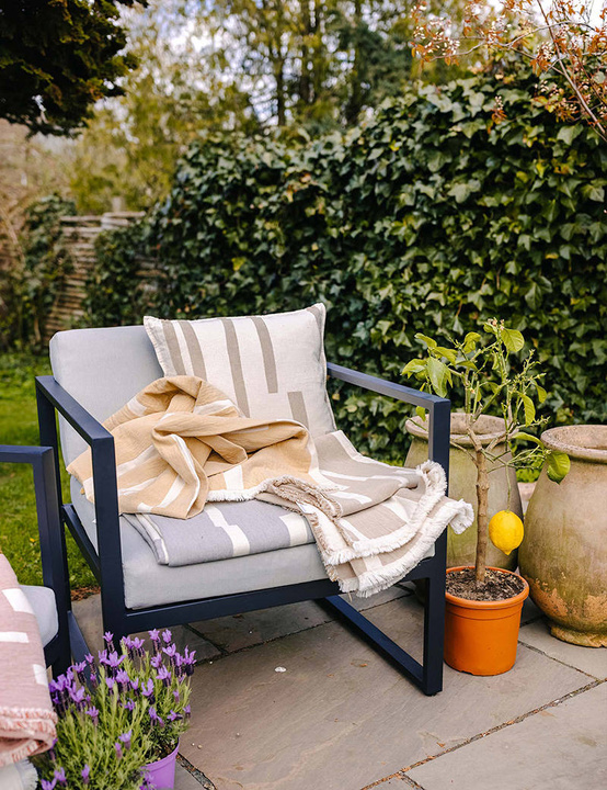 Pled bawełniany Elvang Lyme Grass Beige