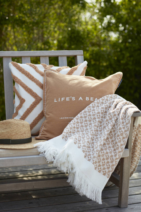 Pled bawełniany Lexington Striped Beige/White