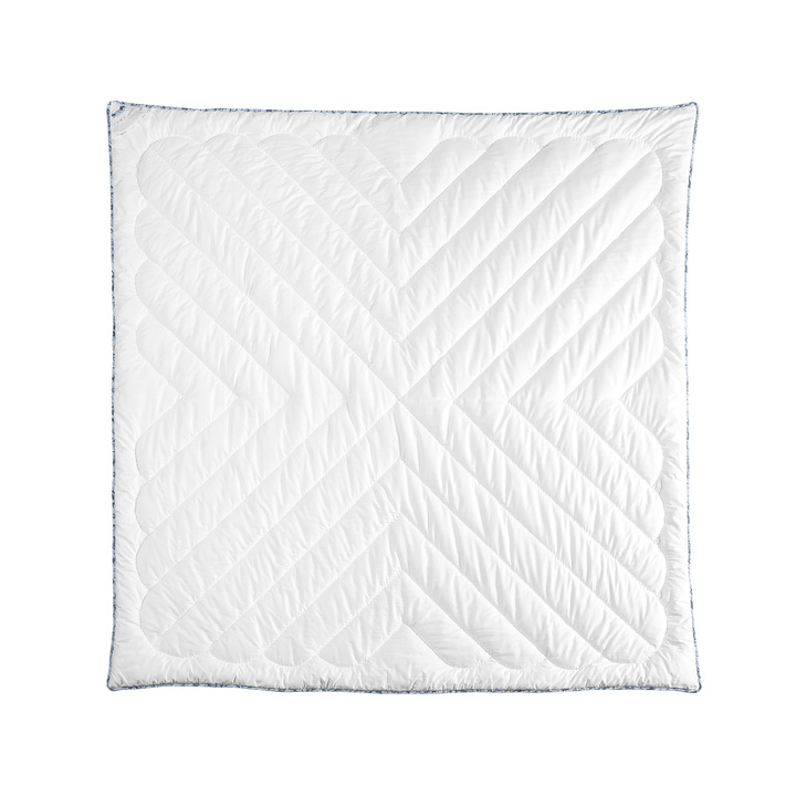 Kołdra z wełny alpaki My Alpaca Całoroczna niebieska lamówka (100% wełna, 100% satyna bawełniana)