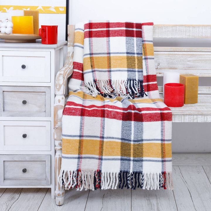 Koc Andropol Sunset Szkocka Krata Musztardowy