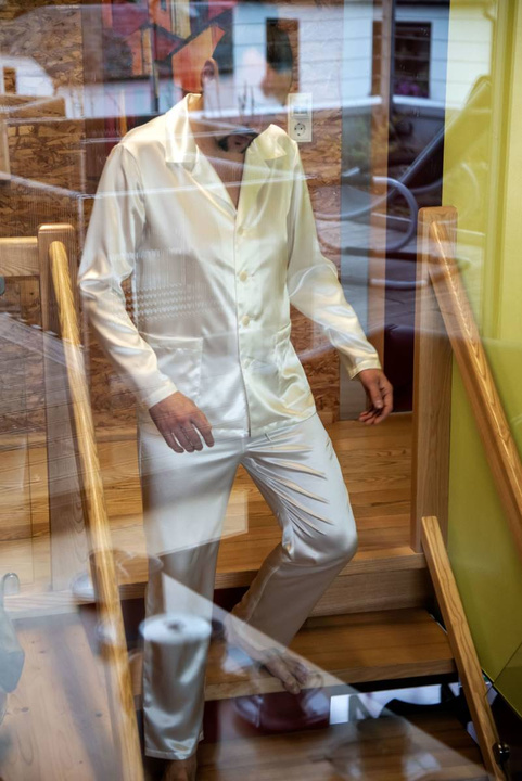 Piżama jedwabna męska długa Seidenweber Crépe Nature OSTATNIE SZTUKI