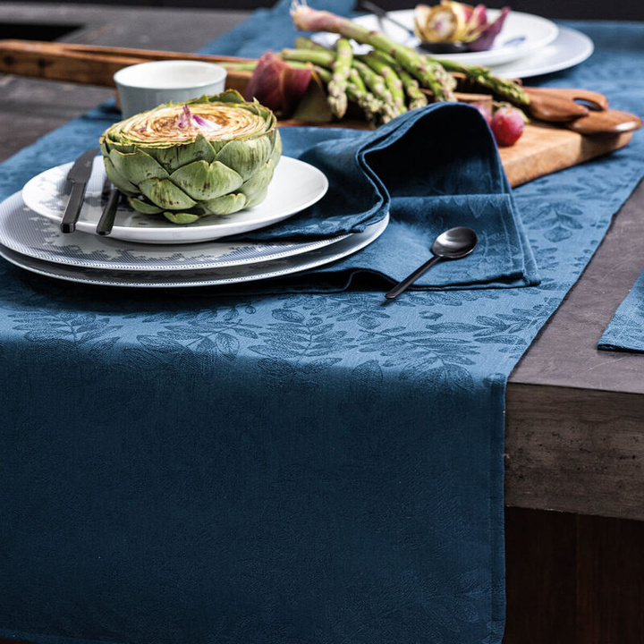 Bieżnik bawełniany Le Jacquard Français Vegetal Mood Blue