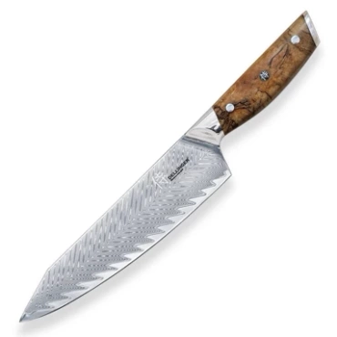 Nóż ze stali damasceńskiej Dellinger Resin Future Chef 205 mm Brown