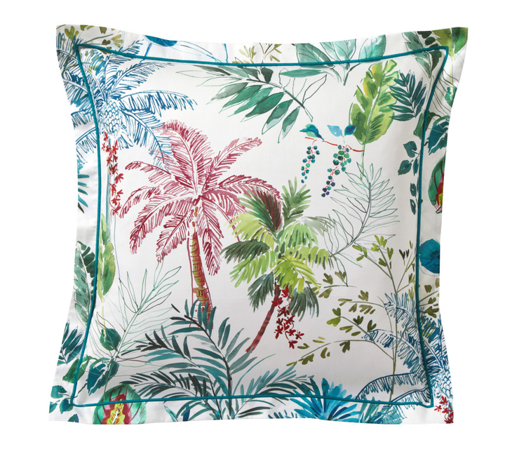 Pościel satynowa Blanc Des Vosges Palmeraie Niebieska 