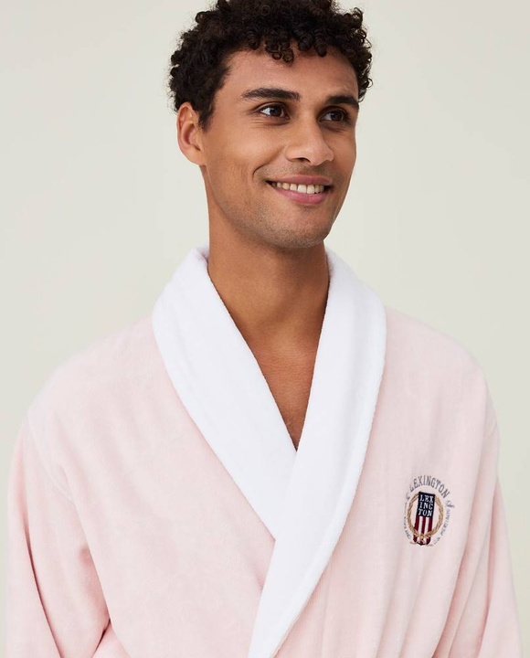 Szlafrok welurowy Lexington Hotel Contrast Pink/White