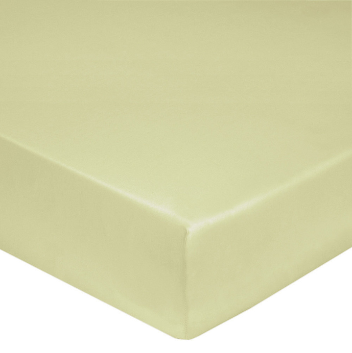 Prześcieradło perkalowe ze ściągaczem Blanc Des Vosges UNI Pistacjowe