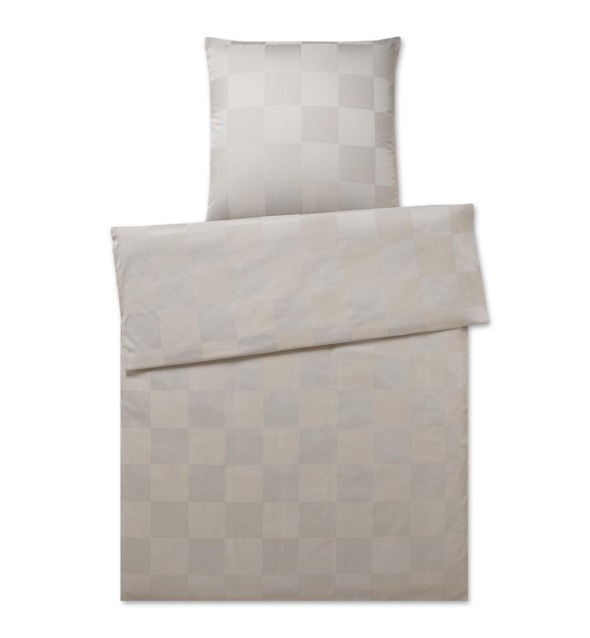 Pościel satynowa Elegante Checkpoint Beige 100% bawełna