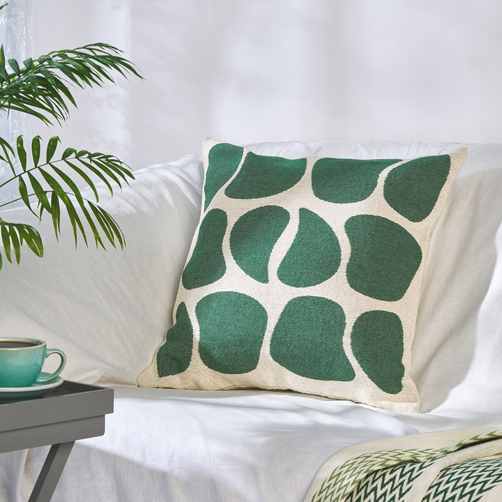 Poszewka dekoracyjna Cotton Cloud RAW Zielone Kamyczki