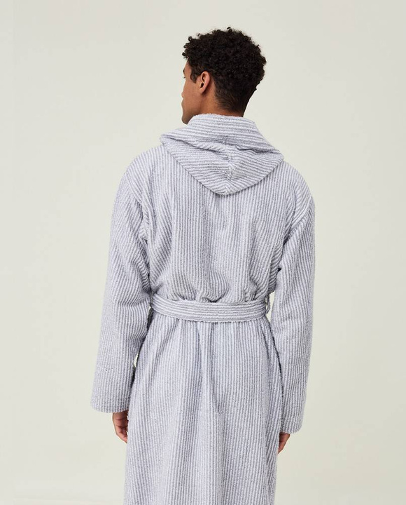 Szlafrok Lexington Striped Organic Hooded Gray/White