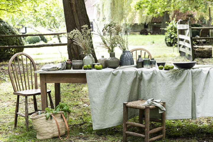 Obrus lniany Alexandre Turpault Chambray Sage Green