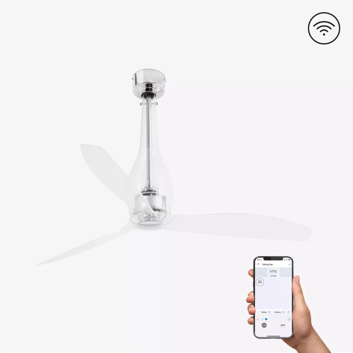 Wentylator sufitowy Faro Barcelona Eterfan M Shiny white/transparent DC SMART