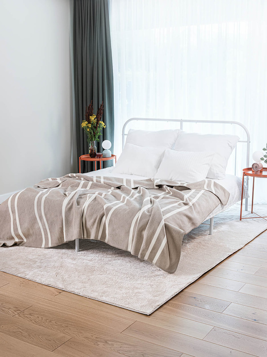 Koc Cotton Cloud XXL Pasy Taupe-Ecru