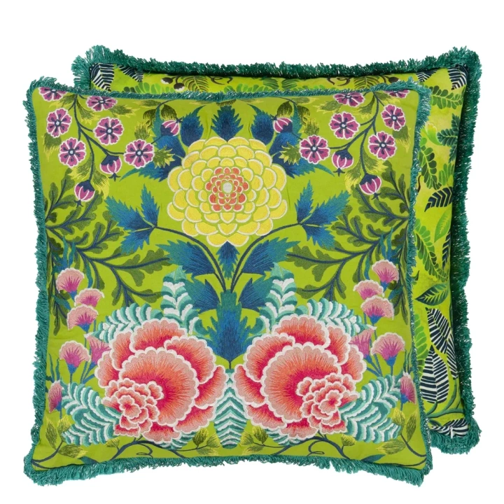 Poduszka dekoracyjna Designers Guild Brocart Decoratif Embroidered Lime