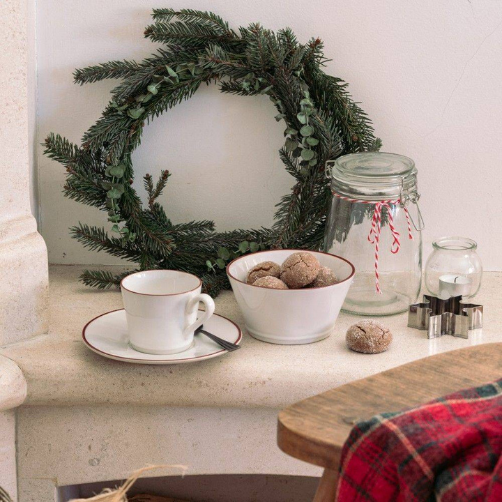 Filiżanka z podstawką Costa Nova Beja White Red 0,19 l