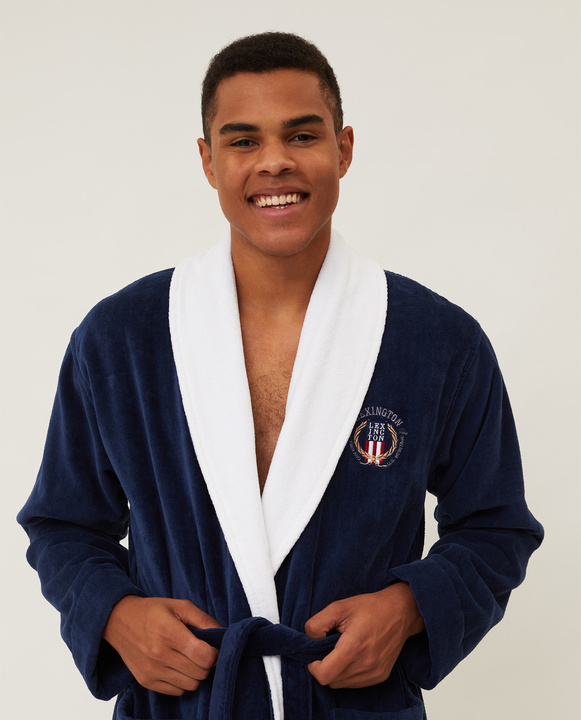 Szlafrok welurowy Lexington Hotel Contrast Dress Blue/White