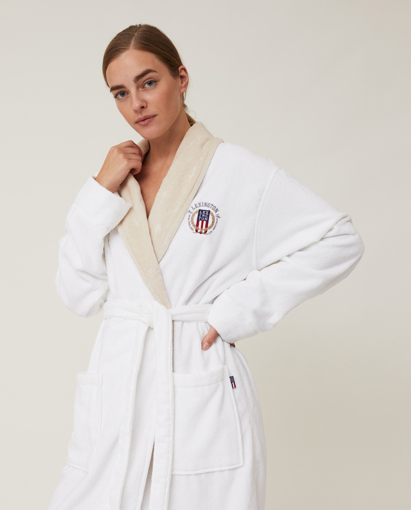Szlafrok welurowy Lexington Hotel Contrast White/Light Beige