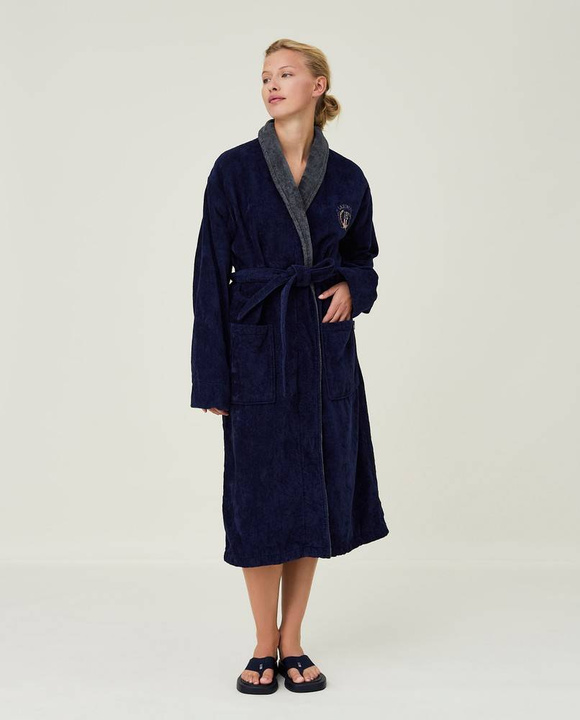 Szlafrok welurowy Lexington Hotel Contrast Dress Blue/White