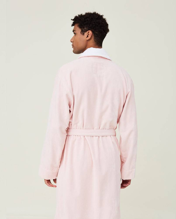 Szlafrok welurowy Lexington Hotel Contrast Pink/White