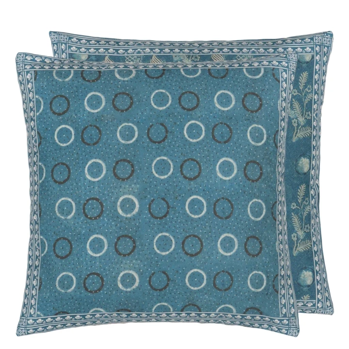Poduszka dekoracyjna John Derian Indigo Circles Indigo