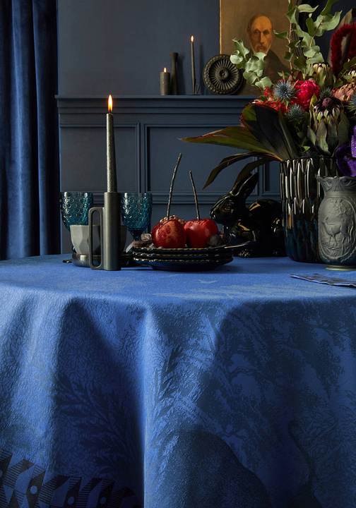 Obrus bawełniany Le Jacquard Français Forêt Enchantée Niebieski