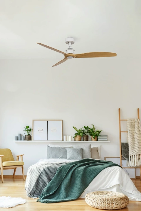 Wentylator sufitowy Faro Barcelona Just Fan M White/light wood fan DC