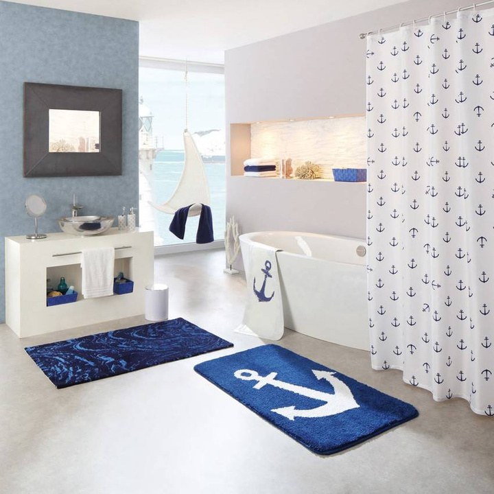 Zasłona prysznicowa Kleine Wolke Anchor Dark Blue Ostatnie Sztuki 