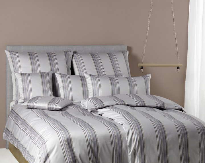 Pościel satynowa Elegante Multistripe Silver 100% bawełna