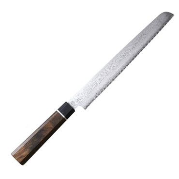 Nóż kuchenny ze stali damasceńskiej Suncraft Senzo Black Bread 220 mm