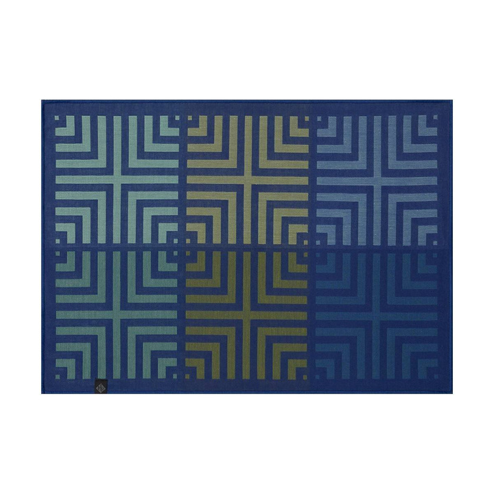 Podkładka żakardowa powlekana na stół Le Jacquard Français Kaléidoscope Illusion Blue