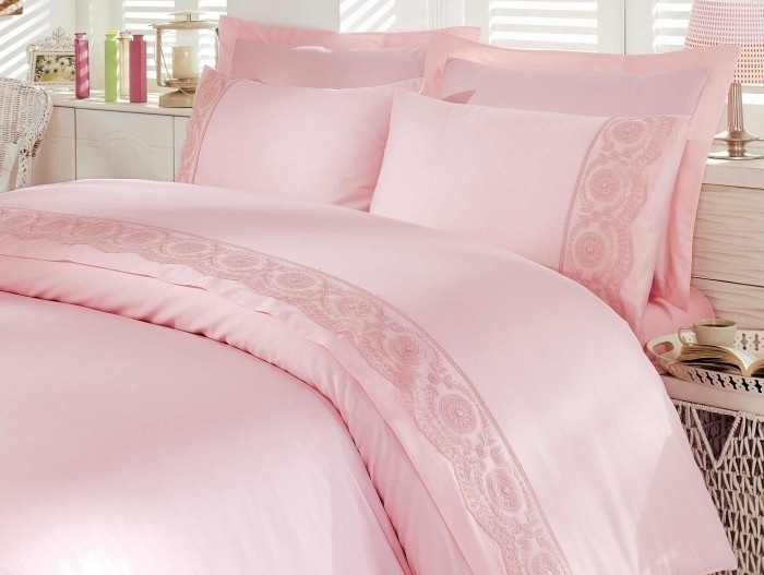 Pościel satynowa Hobby Magdalene Light Pink 100% bawełna