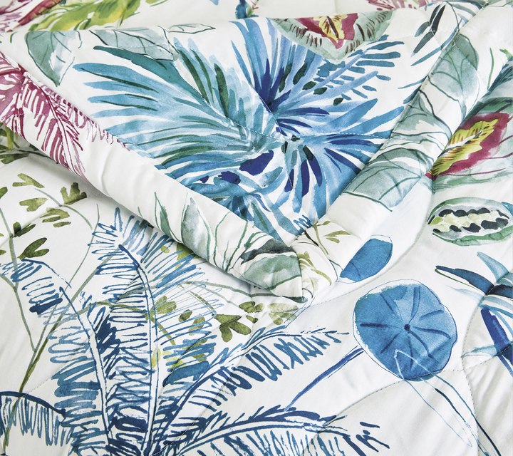 Pościel satynowa Blanc Des Vosges Palmeraie Niebieska 