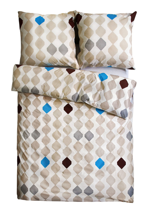 Komplet pościeli bawełniano poliestrowej Andropol Fresh Square Beige