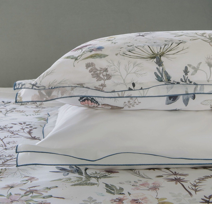 Poszewka perkalowa z plisą Bovi Eden Pearl jednolita 