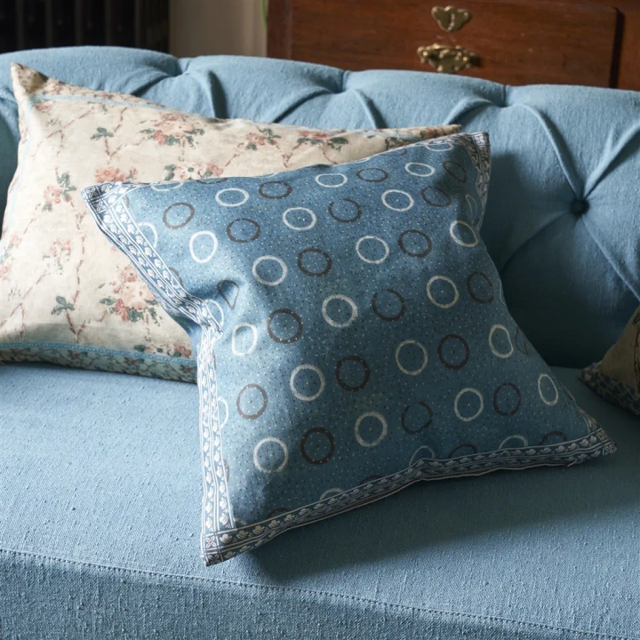 Poduszka dekoracyjna John Derian Indigo Circles Indigo