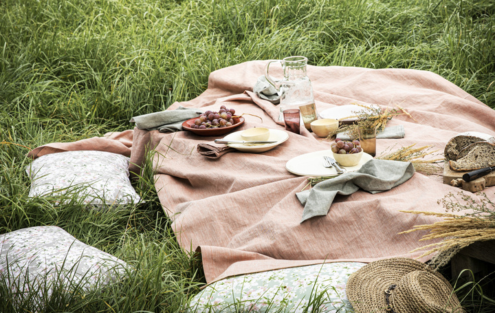 Obrus lniany Alexandre Turpault Chambray Capucine Red